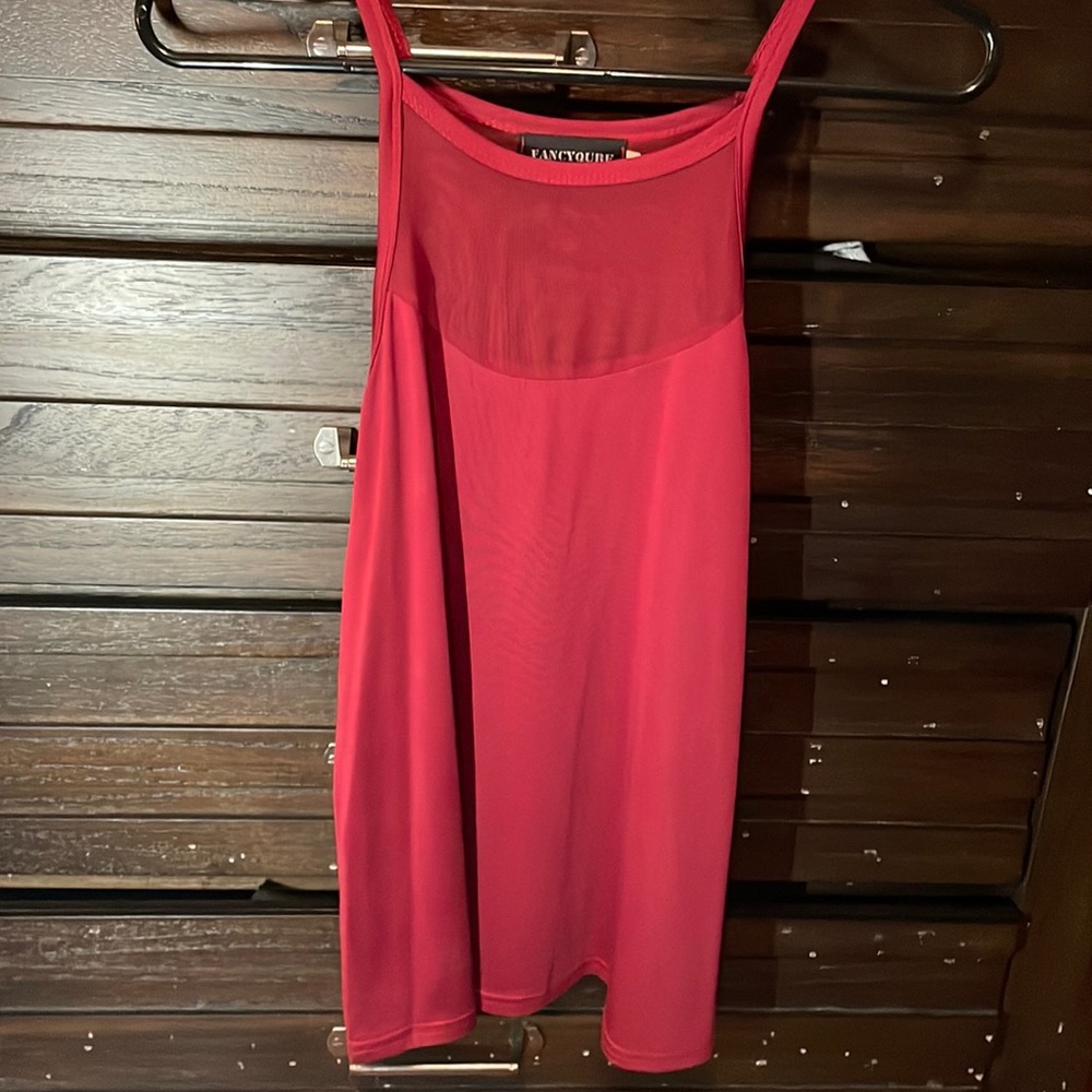 Fancyqube large tank top with see through at top of front and back. Like new!